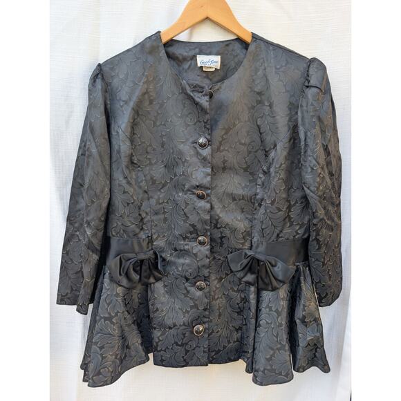 Womens Vintage Dark Romantic Button Front Blouse Sz 14 Whimsigoth Peplum Gothic - Picture 4 of 8